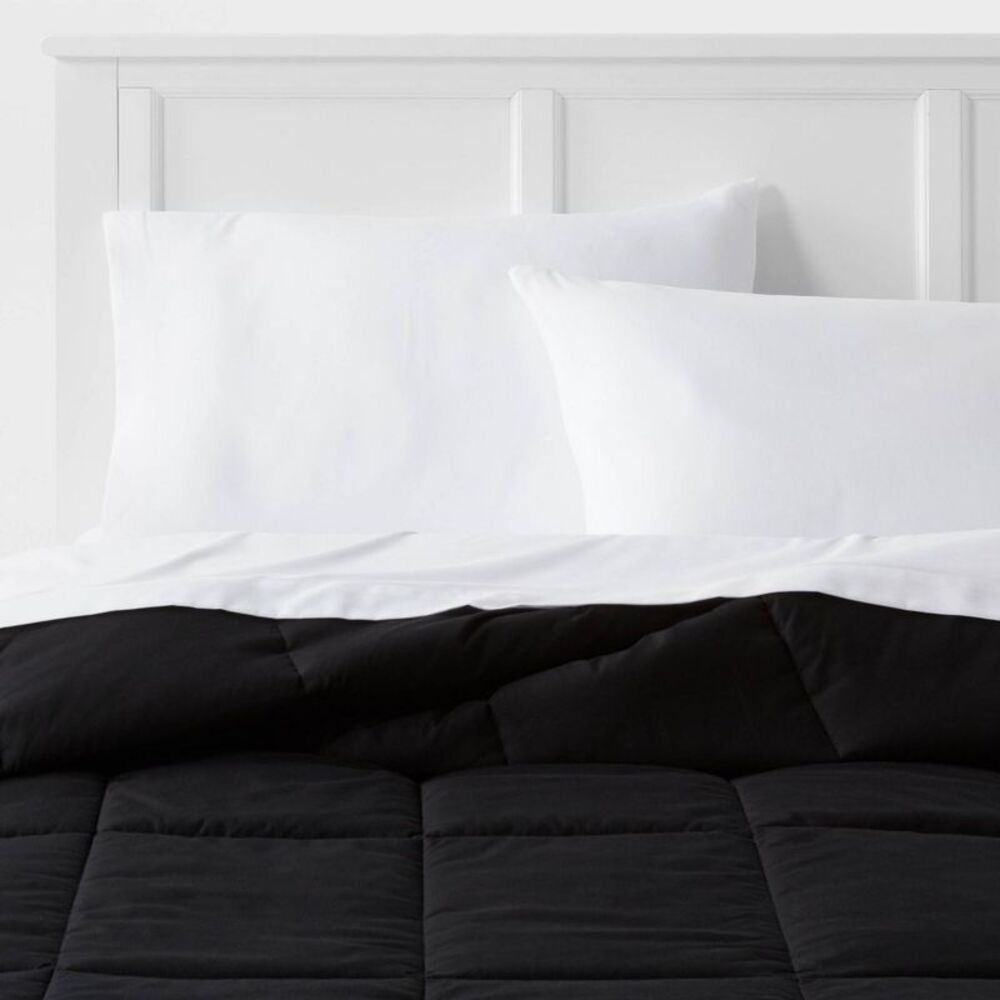 Room Essentials - Twin/Twin Extra Long Down Alternative Washed Micro Black